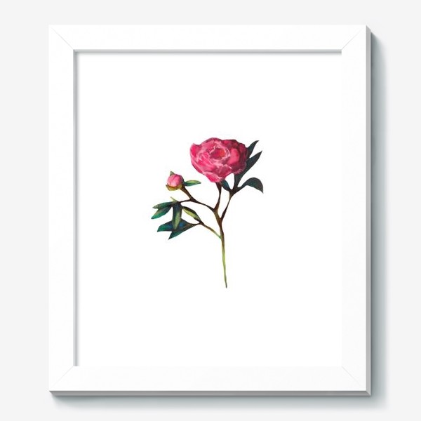 Картина «Розовый пион на белом фоне Минимализм Подарок на 8 марта Пастель»