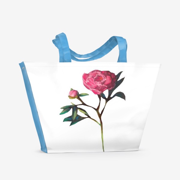 Пляжная сумка &laquo;Розовый пион на белом фоне Минимализм Подарок на 8 марта Пастель&raquo;