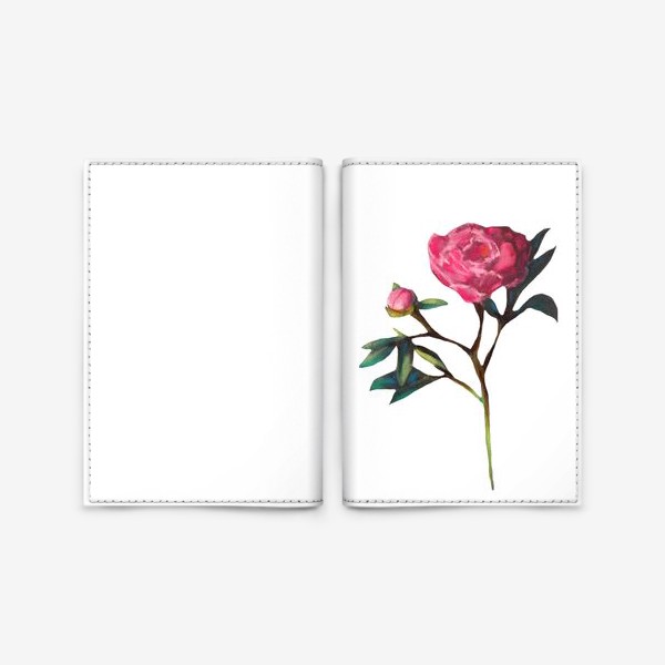 Обложка для паспорта «Розовый пион на белом фоне Минимализм Подарок на 8 марта Пастель»