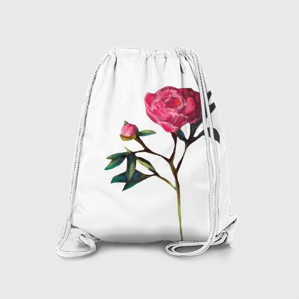 Рюкзак «Розовый пион на белом фоне Минимализм Подарок на 8 марта Пастель»