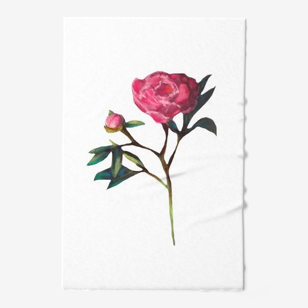 Полотенце &laquo;Розовый пион на белом фоне Минимализм Подарок на 8 марта Пастель&raquo;