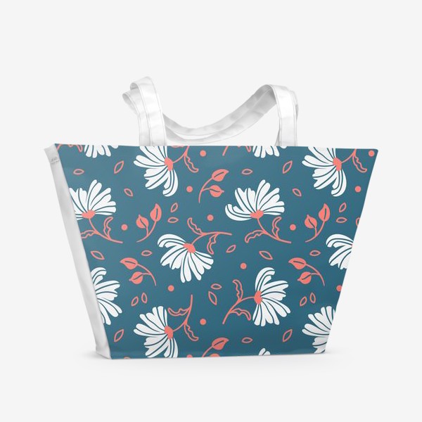 Пляжная сумка «Паттерн белые цветы»