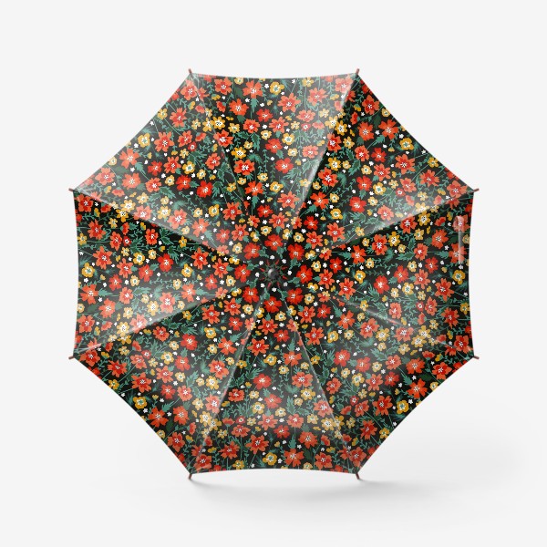 Зонт &laquo;Полевые яркие цветы на черном фоне&raquo;