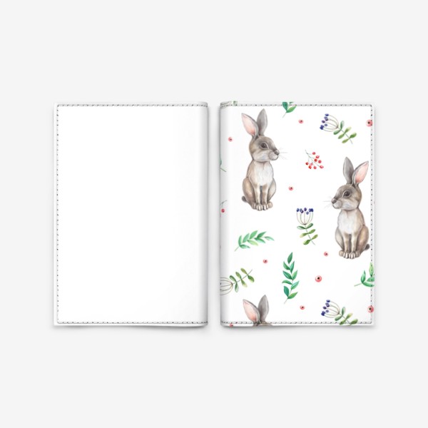 Обложка для паспорта «Зайчики на полянке»