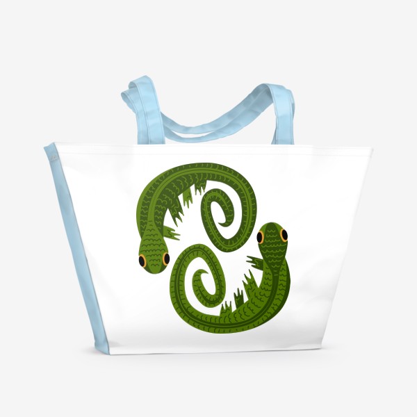 Пляжная сумка «две ящерицы в концепции символа Инь-Ян»