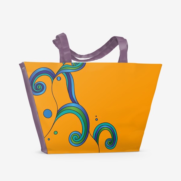 Пляжная сумка «Водоросли на оранжевом фоне»