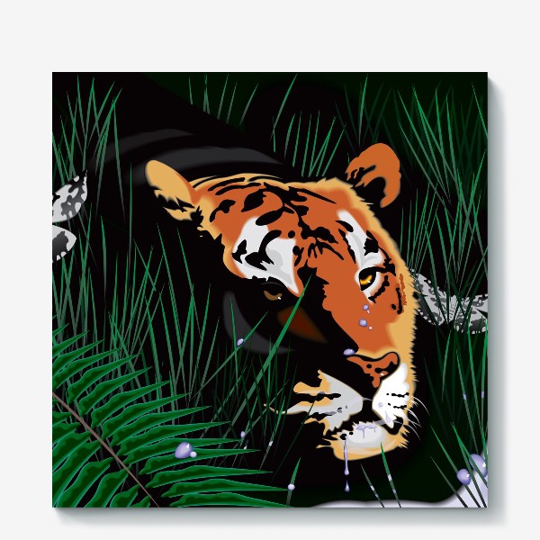 Холст «тигр у водопоя»