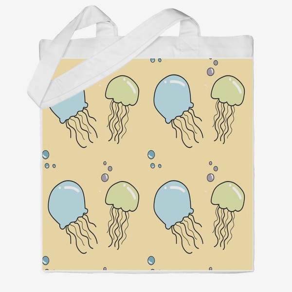 Сумка хб «Паттерн с медузами»