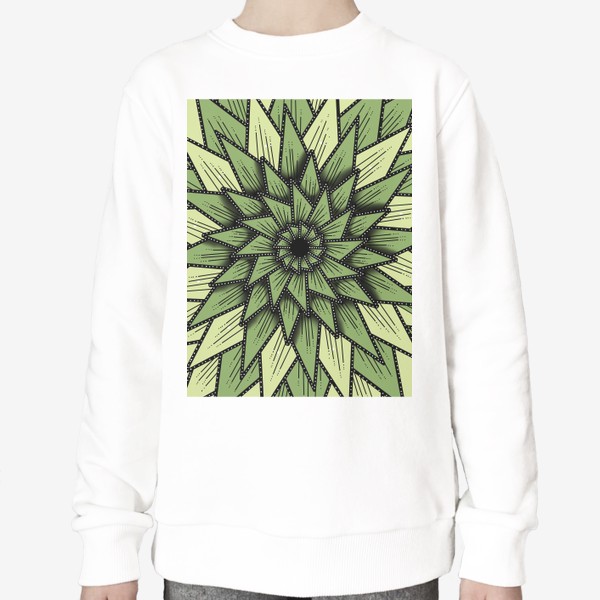 Свитшот «Абстрактный цветок - алоэ, геометрия, оттенки зеленого»