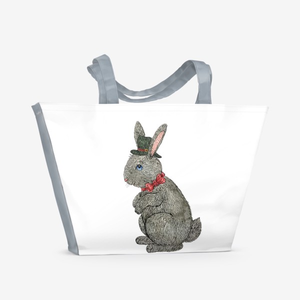 Пляжная сумка «Милый кролик в шляпе»
