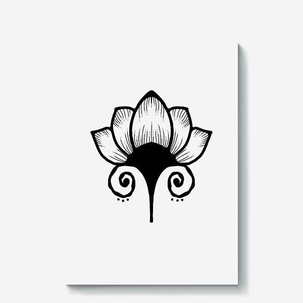Холст «Графическая лилия, черно-белый цветок»