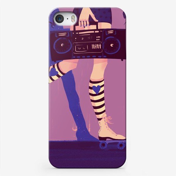 Чехол iPhone «Девушка с магнитофоном. Любовь. Неон »