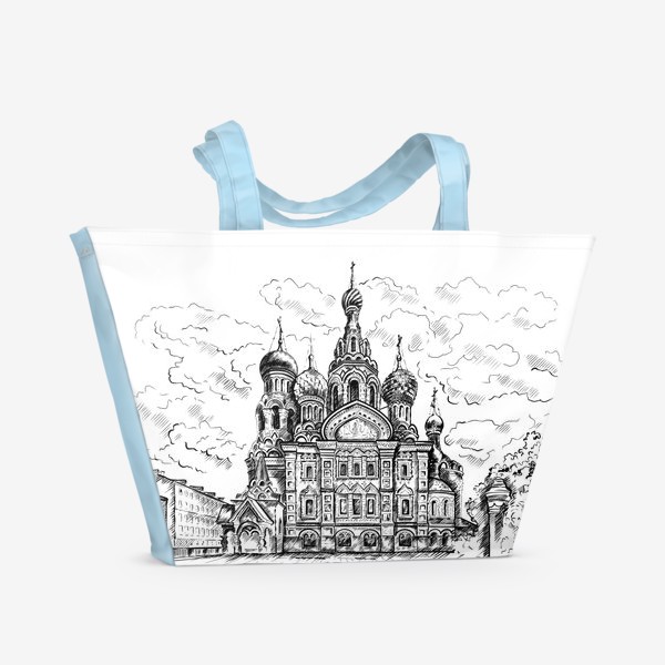 Пляжная сумка «Спас на Крови, Санкт-Петербург. Графика»