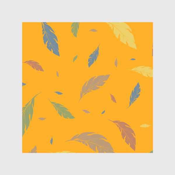 Шторы «листья и перья на оранжевом»