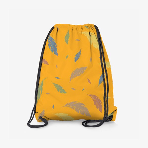 Рюкзак «листья и перья на оранжевом»
