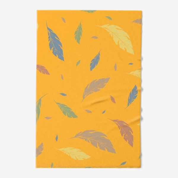 Полотенце «листья и перья на оранжевом»
