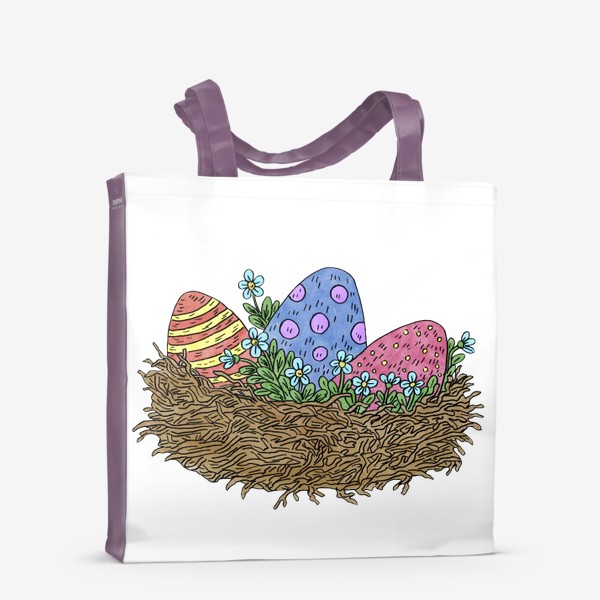Сумка-шоппер &laquo;Пасха: композиция с яйцами и цветами в гнезде&raquo;