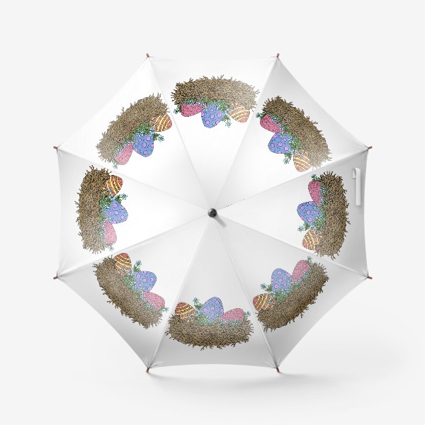 Зонт «Пасха: композиция с яйцами и цветами в гнезде»