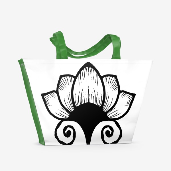 Пляжная сумка «Графическая лилия, черно-белый цветок»