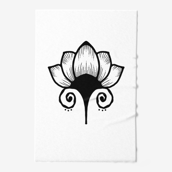Полотенце &laquo;Графическая лилия, черно-белый цветок&raquo;