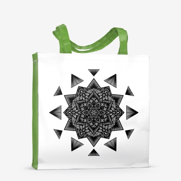 Сумка-шоппер «Черно-белый геометрический цветок мандала»