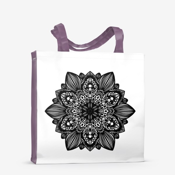 Сумка-шоппер «Черный геометрический цветок мандала»
