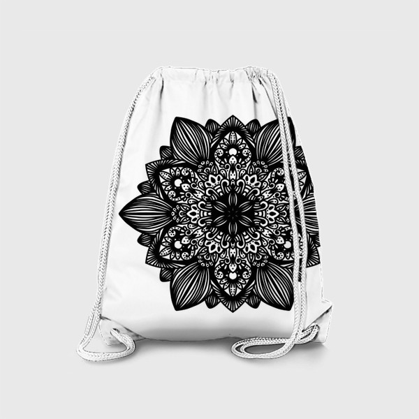Рюкзак «Черный геометрический цветок мандала»