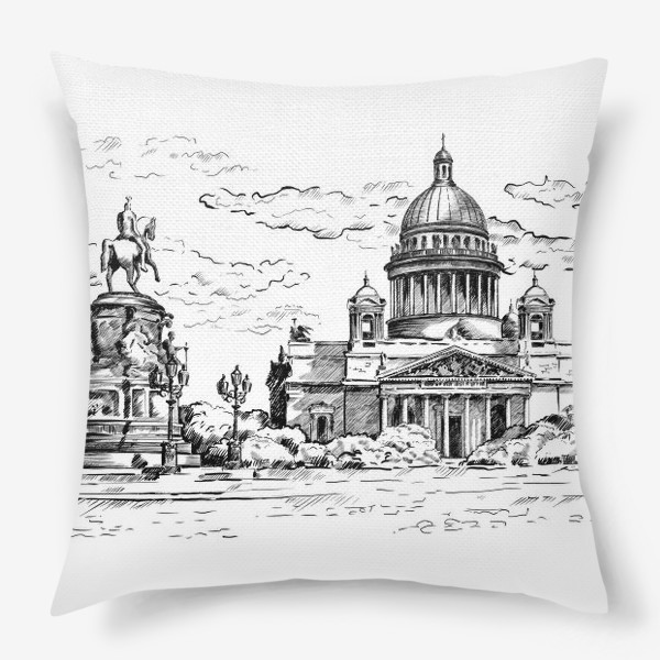 Подушка «Исаакиевский собор, Санкт-Петербург. Графика»