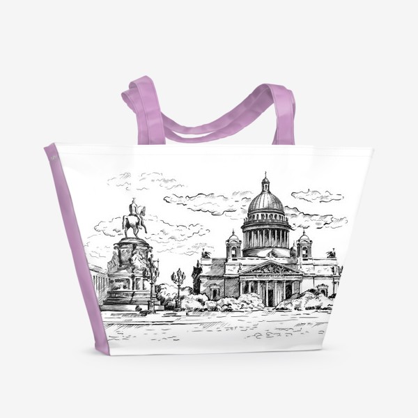 Пляжная сумка «Исаакиевский собор, Санкт-Петербург. Графика»