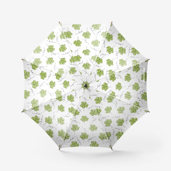 Зонт «Узор - День святого Патрика - клевер на белом»