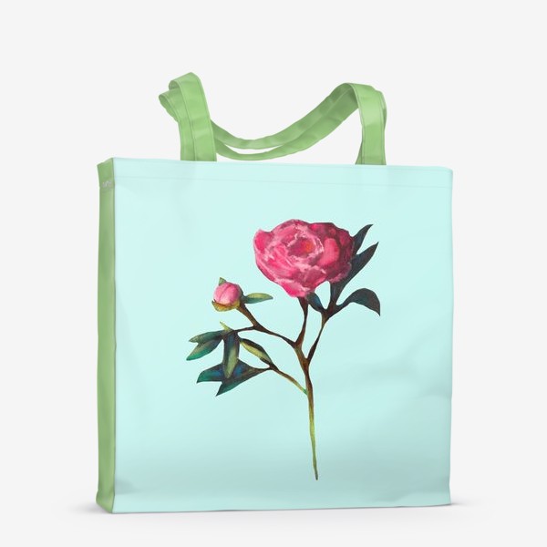 Сумка-шоппер «Пион на мятном фоне Весенние цветы Подарок на 8 марта Пастель»