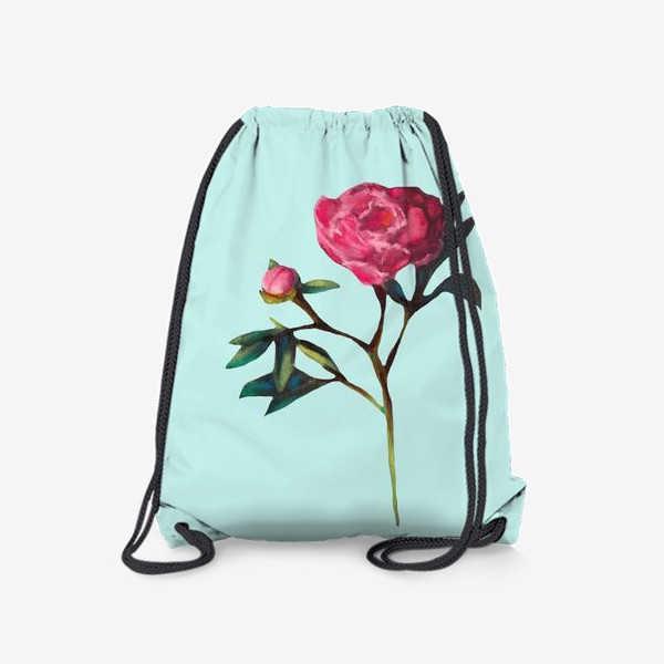 Рюкзак «Пион на мятном фоне Весенние цветы Подарок на 8 марта Пастель»