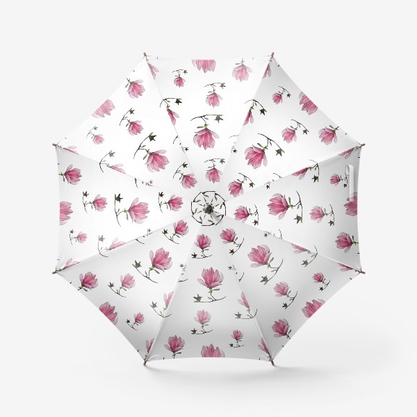 Зонт «Магнолии на белом фоне Весенний узор Подарок на 8 марта Пастель»