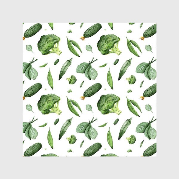 Шторы «Паттерн с зелеными овощами и шпинатом»
