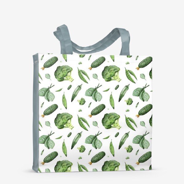 Сумка-шоппер «Паттерн с зелеными овощами и шпинатом»