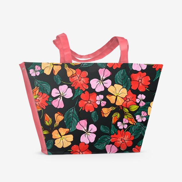 Пляжная сумка «яркие цветы»
