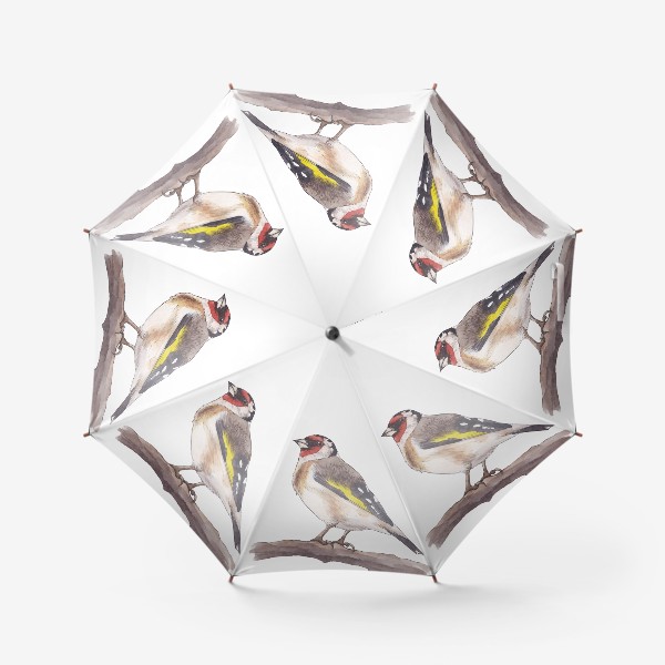 Зонт «Птицы. Щегол. Акварель»