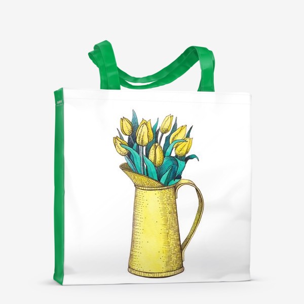 Сумка-шоппер «Букет тюльпанов в вазе. Весна. Желтый»
