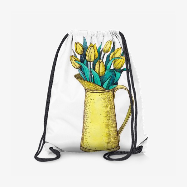 Рюкзак «Букет тюльпанов в вазе. Весна. Желтый»