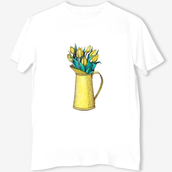 Футболка «Букет тюльпанов в вазе. Весна. Желтый»