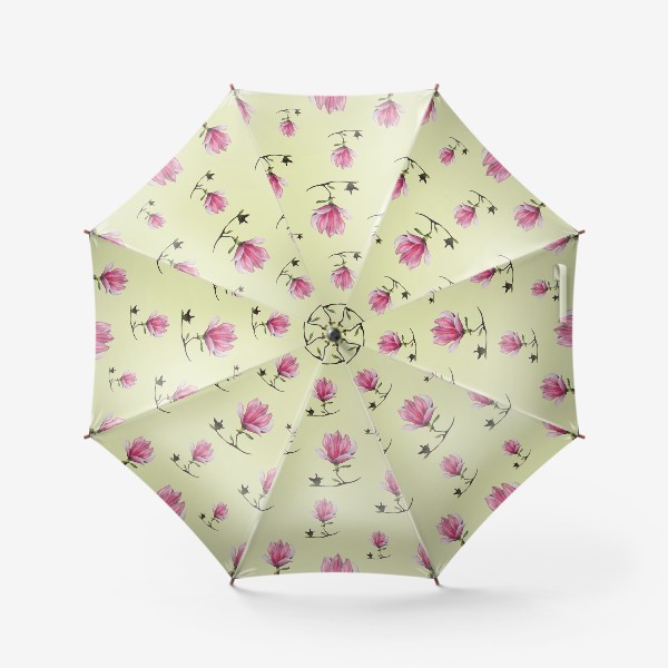 Зонт «Магнолии на желтом фоне Весенний узор Подарок на 8 марта Пастель»