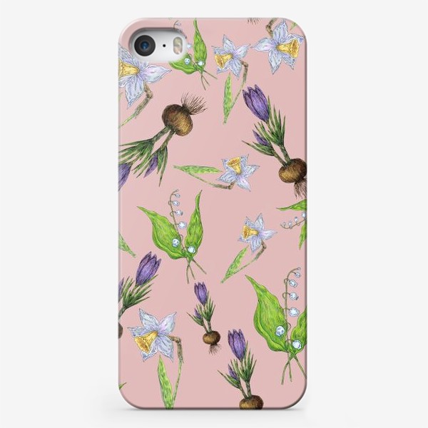Чехол iPhone «Паттерн нежность с весенними цветами»