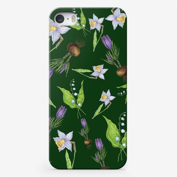 Чехол iPhone «Узор с весенними цветами»
