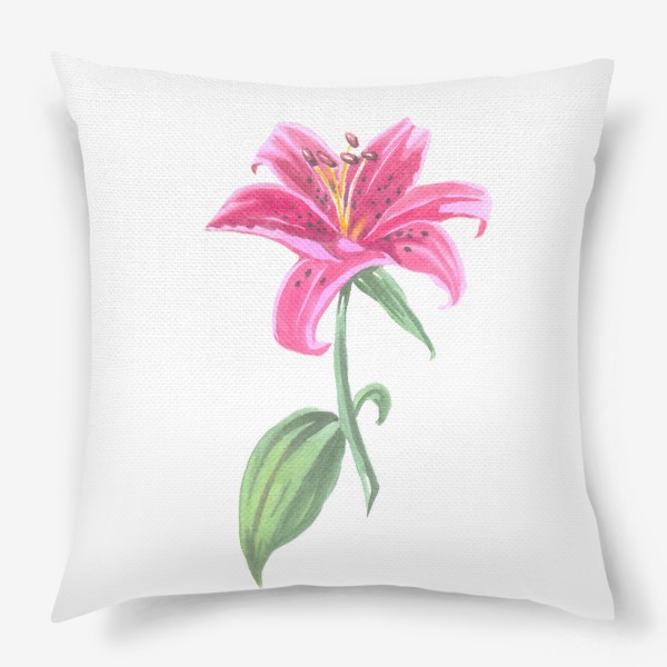 Подушка «акварель розовая лилия цветок»