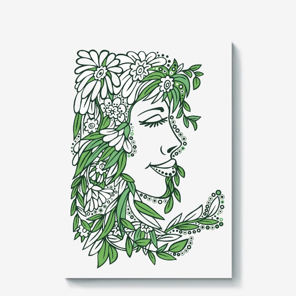 Холст «девушка весна стилизация растения и цветы»