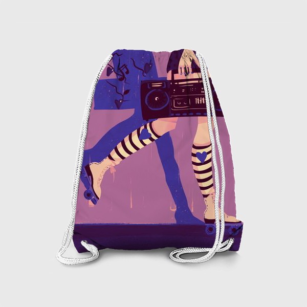Рюкзак «Девушка с магнитофоном. Любовь. Неон »