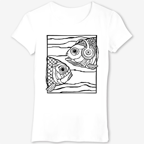 Футболка &laquo;Рыбы. Знак зодиака Рыбы. Рыба в наушниках. Любителю музыки&raquo;
