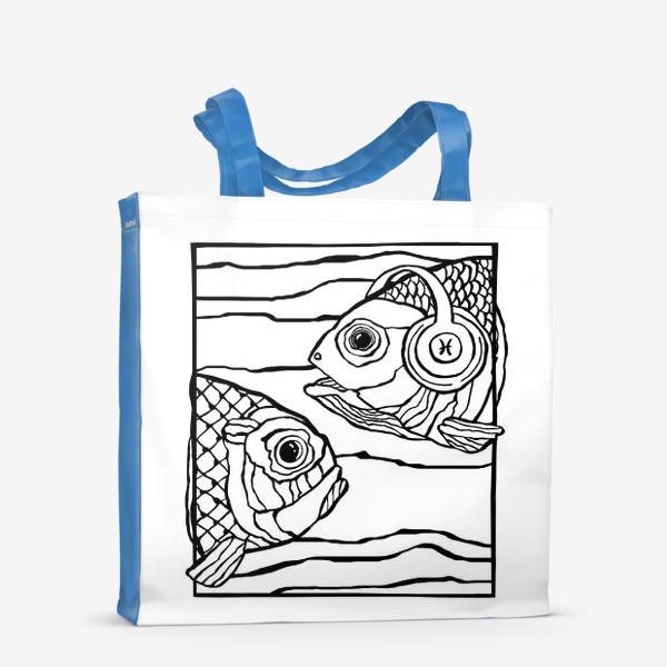 Сумка-шоппер &laquo;Рыбы. Знак зодиака Рыбы. Рыба в наушниках. Любителю музыки&raquo;