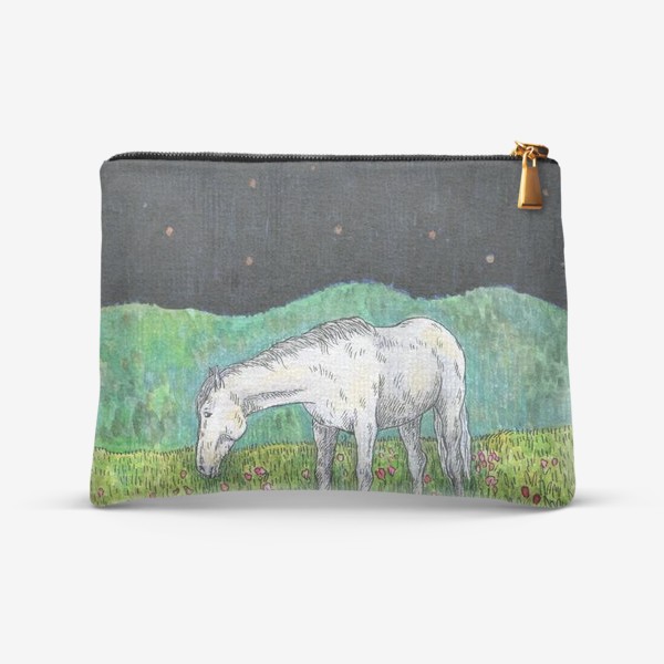 Косметичка «Белая лошадь пасется в поле»