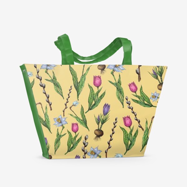 Пляжная сумка «Милый паттерн с цветами»